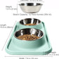 Cat Food Bowls, Cat Bowls Non-Skid and Non-Spill Silicone Pads with PP Stand, Removable Stainless Steel Food and Water Dishes for Cats, Small Size Dogs