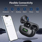 Open Ear Bone Conduction Headphones Bluetooth 5.3 Wireless Clip On Earbuds with Digital Display Charging Case 60 Hours Playtime Sport Earphones Built-in Mic IPX7 Waterproof for Running Fitness Black