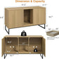 Litter Box Enclosure for 2 Cats, Fluted Hidden Cat Litter Box Furniture with Scratch Pad and Metal Legs, Modern Double Room Kitty House for Living Room, Washroom, 47.2”L x 17.7”W x 25.9”H, Natural