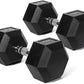 RitFit 5-650 LBS PVC Encased Hex Dumbbell Sets with Optional Rack for Home Gym, Hand weight with Chrome Handle for Strength Training, Workouts