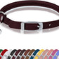 OOPSDOGGY Rolled Leather Cat Collar with Bell, Reflective Kitten Collars with Buckle Include Safety Elastic Strap - Adjustable Small Pet Collars for Boy Girl Cats (Burgundy)