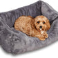FUZI Luxury Aesthetic Dog Bed for Small Dogs with Washable Cover, Pet Couch, Pet Bed with Sides, Non-Slip Bottom, Soft & Durable Calming Dog Bed, Faux Rabbit Fur Cover, Small 25.1x16.75x9.5 Dark Grey