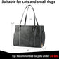 Stylish Dog Purse Carrier, Leather Pet Carrier Bag for Small Dogs Cats Puppy, Airline Approved Soft-Sided Carrier Grey