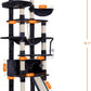 Heybly Tall Cat Tree, 78-inch Multi-Level Cat Tower for Indoor Cats, 2 Widened Plush Perches Cat Condo with Scratching Board and Big Caves, Smoky Gray HCT033G