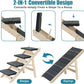 Wood Pet Stairs/Pet Steps for All Dogs and Cats - 2-in-1 Foldable Carpeted 4 Tiers Dog Stairs & Ramp Perfect for Beds and Cars - Portable Dog/Cat Ladder Up to 150 Pounds