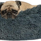 Best Pet Supplies Round Donut Dog Bed with Plush Faux Fur Fabric, Calming, Anti-Anxiety Cushion for Indoor Pets, Slip-Resistant Base, Soft Ergonomic Support - Gray, 24x24x7''