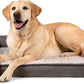 Furhaven Orthopedic Dog Bed for Large/Medium Dogs w/ Removable Bolsters & Washable Cover, For Dogs Up to 55 lbs - Luxe Faux Fur & Performance Linen Sofa - Charcoal, Large