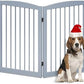 Freestanding Wooden Pet Gate - Foldable Indoor Dog Gate, 80 Inch Wide, 4 Panels, Grey