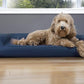 Furhaven Cooling Gel Dog Bed for Large/Medium Dogs w/ Removable Bolsters & Washable Cover, For Dogs Up to 55 lbs - Quilted Sofa - Navy (Blue), Large