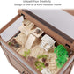 unipaws Hedgehog Cage with Storage Cabinet, Hamster Cage for Rat and Guinea Pigs, Clear Transparent PVC Visual Small Animal Cage with Tray, Hamster Enclosure, Walnut