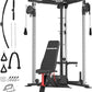 DONOW Cable Crossover Machine, Cable Fly Machine Home Gym System Workout Station with Dual Pulley System Pull-Up Bar Cable Bar and LAT Pull Down System