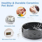 SPUNKYJUNKY Elevated Dog Bowls Ceramic, 5.1'' Dogs and Cat Food Water Bowls Raised with Non-Slip Bamboo Stand for Puppy Small Sized Breed Microwave Dishwasher Safe - 13.5 OZ,Paw Black