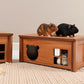 Hamster Multi Chamber Maze Hideout: Wooden Maze Tunnel House Exploring Toys for Hamster Gerbils Mice Guinea Pig Chinchillas, Small Animals Hideout and House - Brown
