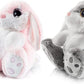 My OLi Bunny Stuffed Animal Pack of 2 Plush Rabbit 7in Stuffed Bunny with Floppy Ear Bedtime Friend Soft Toy Gifts for Girls Boys Kids, Gray & Pink