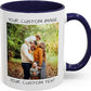 Personalized Coffee Mug – Custom Photo, Text, or Logo Ceramic Mug Tea Cup | Taza Personalizada with Picture or Message | Customized Gift Idea for Men & Women, Mom, Dad, Friends - White/Blue | 11oz