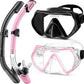 Snorkeling Gear, Dry Snorkel Set180° Panoramic Wide View,Anti-Fog Scuba Diving Mask, Professional Snorkeling Gear for Free Breathing, Swimming, Diving