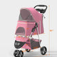 Pet Stroller with 3 Wheels for Small/Medium Pets, Portable Travel Foldable Carrier Jogger for Dog Cat Puppy Kitty, Rear Wheel Breaks, Storage Basket, Visible Mesh with Weather Cover (Pink)