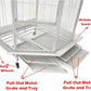 64" Extra Large Corner Bird Flight Breeding Wrought Iron Rolling Parrot Cage Side Solid Metal Plate Feed Doors Pull Out Removable Grate and Tray with Around Metal Seed Guard