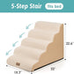 Extra Wide Dog Stairs 19.7" Width, Pet Step for Small Medium/Large Dog, Puppy or Cat, Pet Ramp for High Bed or Car, High Density Foam Ladder, Stable, 5 Step, 19.7x33x22.4 in, Beige