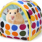 Wontee Hamster Bed Hideout Sugar Glider Hammock Small Animal Warm Bed House for Hamsters Hedgehogs Sugar Glider Gerbils Mice (Large, Colorful Dots)
