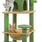 PAWZ Road Cat Tree, 53.5 Inches Tall Cat Tower with Spacious Hammocks, Condos and Scratching Posts, Cat House with Dual Padded Perches for Indoor Large Cats-Green