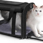 TWDEPART Cat Carrier Backpack - Multifunctional, Firm & Foldable with Roll-Up Shade, Breathable Design Includes Collapsible Bowl & Cushion (Black)