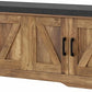 2-Tier Storage Bench, Shoe Bench with Padded Seat Cushion, Entryway Bench with 4 Barn Doors, Adjustable Shelf, 13.8" D x 47.2" W x 17.7" H, for Entryway, Living Room, Bedroom, Rustic Walnut