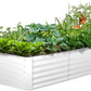 A ANLEOLIFE 8X4X1.5 ft Galvanized Raised Garden Bed, Rectangle Above Ground Modular Metal Planter Boxes Outdoor for Vegetables Flowers Herbs, Anti-Rust & Easy-Setup, Antique White