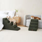 EHEYCIGA Curved Dog Stairs Ramp for High Beds 22.6" H, 5-Step Dog Steps for Small Dogs and Cats, Pet Stairs for High Bed Climbing, Non-Slip Balanced Pet Step Indoor, Olive Green