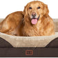 EHEYCIGA Memory Foam XL Dog Bed for XLarge Sized, Extra Large Orthopedic Dog Sofa with Sides and Waterproof Liner, Washable Bolster Pet Couch with Removable Cover, 48x35x7.5 Inch, Brown