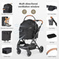 T6 Luxury Pet Stroller for Medium Dogs Up to 66lbs or 2 Small Pets – 3-in-1 Dog & Cat Stroller with Removable Carrier, Foldable & Lightweight (Black)