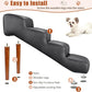 Senneny Black Faux Leather Dog Stairs, for Pets up to 150 lbs, Waterproof, Scratch Resistant Pet Steps/Stairs with High Density Foam and Detachable Wooden Legs, Black, 4 Step