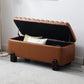 Kmax 45" Storage Bench PU Leather Entryway Bench Upholstered Ottoman Bench with Wavy Top & Safty Hinge for Bedroom Living Room Hallway, Brown