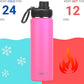 DRINCO Stainless Steel Water Bottle Spout Lid Vacuum Insulated Double Wall Water Bottle Wide Mouth (40oz 32oz 22oz 18oz 14oz) Leak Proof Keep Cold Sport Camping Hiking (22 oz, 22oz Island Pink)