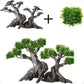 Novelsite Fish Tank Decor- Bonsai Trees with Faux Moss- Aquarium Rocks Aquascaping- Made of Sandstone, Goldfish Betta Fish Tank Decorations Hides Accessories