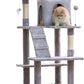 MWPO 70.1-Inch Large Cat Tree, Multi-Level Tall Cat Tower for Indoor Cats, Plush Cat Condo with Big Padded Perches, Sisal-Covered Scratching Posts, Hammock, Toys for Kittens & Cats - Light Grey