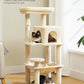 Cat Tree for Indoor Cats, 45.7" Multi-Level Cat Tower with Large Metal Frame Hammock, Cat Condo with 4 Scratching Posts and Top Perch for Small Medium Cat, Beige