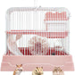 PINVNBY 2-Tier Dwarf Hamster Cage, Travel Portable Mouse Cage Gerbil Cages and Habitats Small Animal Carrier with Castle House Running Exercise Wheels, Water Bottle and Food Dis
