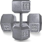 WF Athletic Supply Cast Iron Solid Hexagon Gray/Black Dumbbells, Strength Training Free Weights Set of 2 for Women and Men, Hand Weights Sold by Pairs, Multi-Select Size Options Available