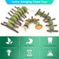ERKOON Bunny Chew Toys, Rabbit Chew Toys for Teeth Grinding, Improve Dental Health, 100% Natural Apple Wood Timothy Grass Cake Treats for Rabbits Guinea Pigs Chinchillas Bunnies Hamsters (5 Pcs)