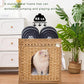Cat Litter Box Enclosure Hidden Litter Box Furniture with Metal Heightened Feet, Rattan Handwoven Cat House with Litter Mat, Hidden Litter Box Furniture for Bedroom Living Room Natural
