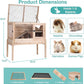 Guinea Pig Cage with Wooden Stand,Indoor Rabbit Hutch with 2 Stories,Hamster Cage with Anti Chew Ramp,Hideout, Platform, Pull Out Tray (Wood)
