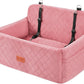 Dog Car Seat for Medium/Large Dogs, Pet Booster Seat for Under 55 lbs or 2 Small Dogs, Detachable & Washable Dog Car Bed for Backseat with 2 Safety Leashes (Pink)