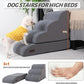 4-Step Dog Stairs and Ramp for Beds or Couches – Non-Slip Sturdy Pet Steps for Small Dogs and Cats,21" H,Grey