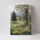 Country Sheep Canvas Wall Decor Farmhouse Rustic Lamb Wildflower Wall Art Nature Countryside Landscape Pictures Painting Print Framed Artwork Decorations for Bathroom Living Room Bedroom 16"x24"