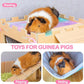 Guinea Pig Hammock with Platform and Ramps,Wooden Small Animal Hideout with Waterproof Coating Mat Hammock,Guinea Pig Cages Accessories Toys Hiding Playing,Easy to Clean(Double)