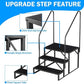 RV Step 3 Step Ladder, Upgrade RV Step with Handrails, Heavy Duty RV Stairs with Anti-Slip Pedal Hot Tub Steps, Removable Camper Step for Spa/Porch/Pet/Mobile Home（2 Handrails