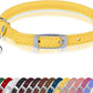 OOPSDOGGY Rolled Leather Cat Collar with Bell, Reflective Kitten Collars with Buckle Include Safety Elastic Strap - Adjustable Small Pet Collars for Boy Girl Cats (Yellow)