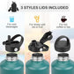 Water Bottle Insulated 32oz 40oz 64oz 128oz Straw Lid Spout Lid & 3 Lids, Leak Proof, Vacuum Insulated,Stainless Steel Water Bottle Wide Mouth for Sports, Gym or Office