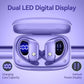 bmani Ear Buds Wireless Earbuds Bluetooth Headphones with 80H Playtime LED Display Case, Over-Ear Hook with Mic, Stereo Sound, Easy Button Controls, Sports Earphones for Running Workout Gym Purple
